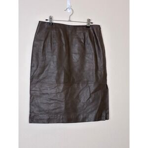 Vintage AMI 100% Leather Skirt‎ Size 12 with side zip